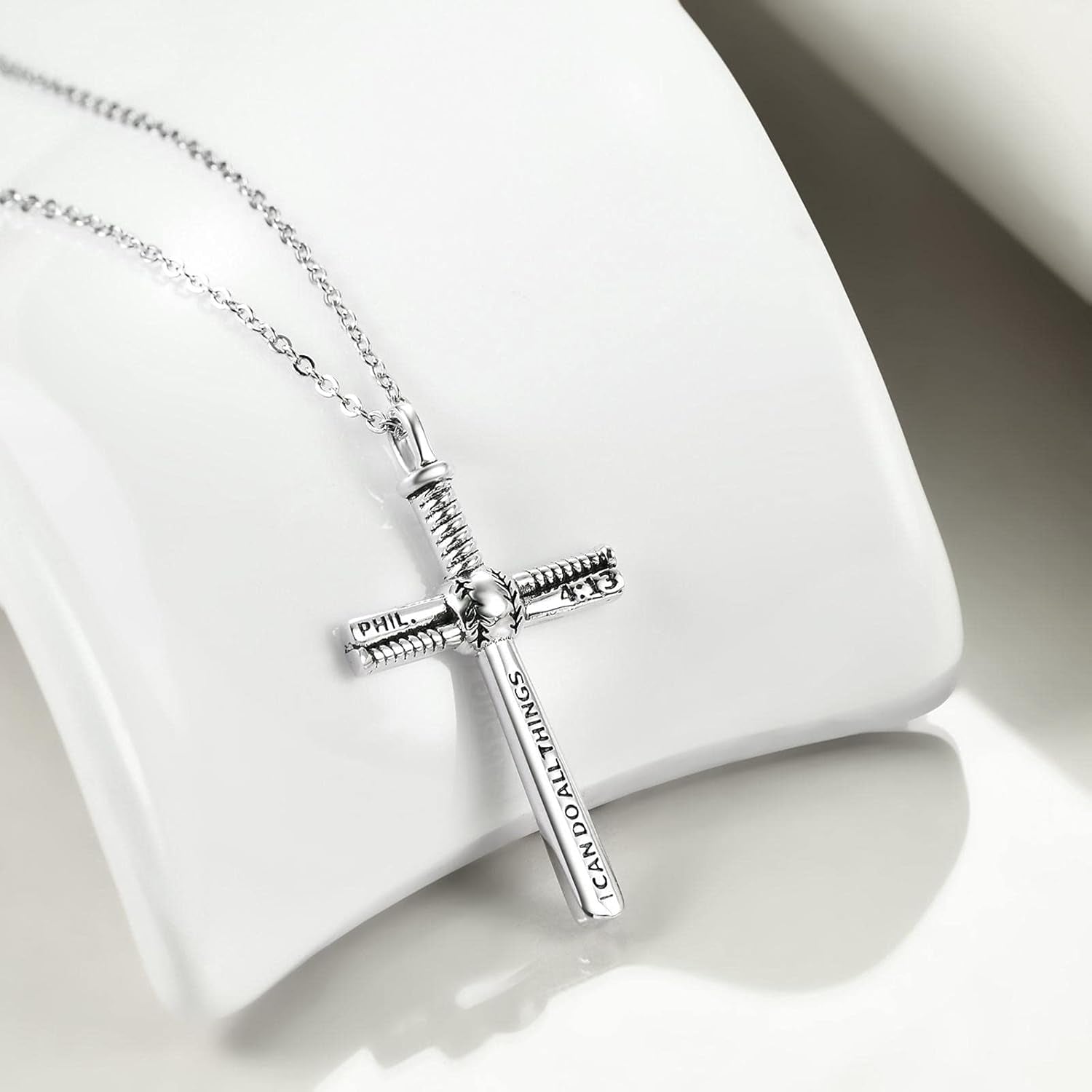 Sterling Silver Baseball Cross Necklace – Sports Jewelry - Bela Fils BoutiqueBela Fils Boutique